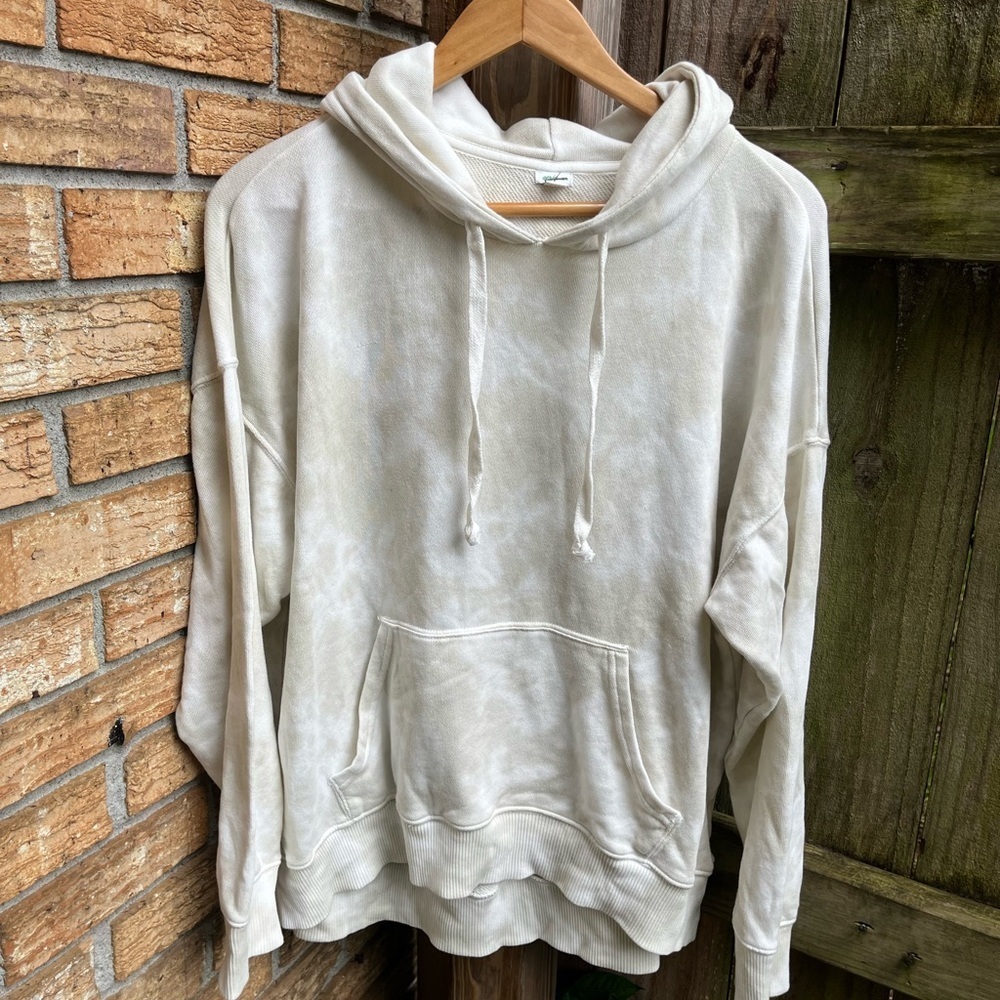 Aerie Cream Tie Dyed Oversized Hoodie Sweatshirt
